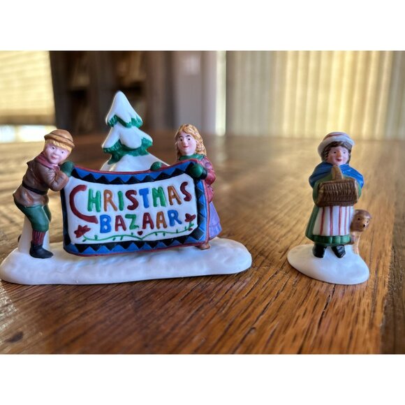 Department 56 Christmas Bazaar Sign Figurine Set - Picture 1 of 11